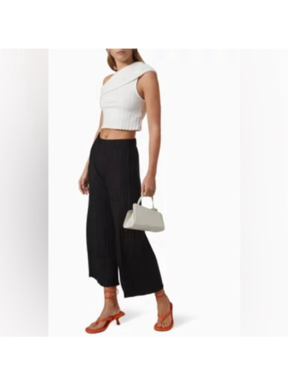 Simon Miller Alder Black Ribbed Trousers cropped wide leg luxury comfort sz M